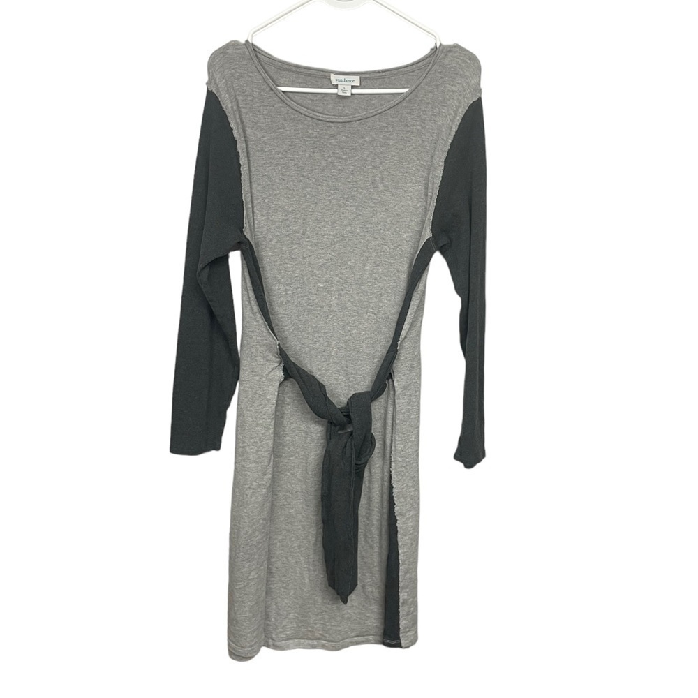 Sundance Two Tone Knit Midi Dress Grey Large